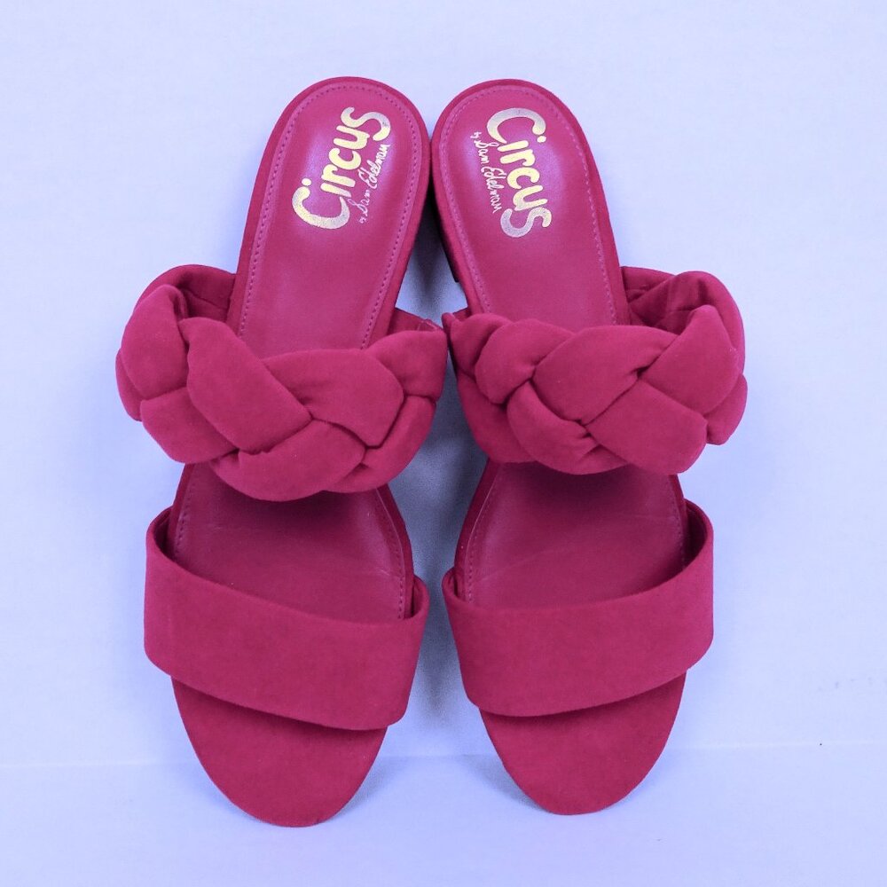Sam Edelman Braided Magenta Pink Flat Sandals Slide Shoes 8.5 Faux Suede Comfort - Picture 6 of 8